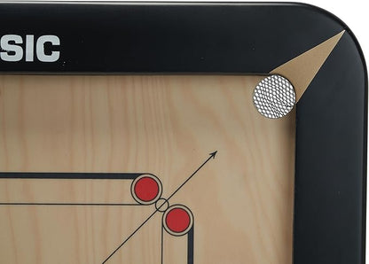 T TABAKH Precise Classic 24mm Carrom Board with Coins Striker and Powder Black 1-4 Players Ages 13 and Up