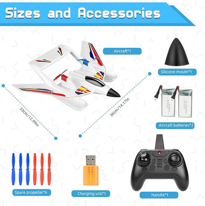 RC Plane for Water Land &amp Air Remote Control Plane Sea Airplane R C 2 Channel RC Airplane Amphibious Tri-Phibian Aircraft with 2 Batteries 2.4GHz RTF A irplane Glider for Adult Beginner