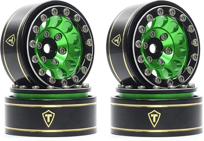 TREAL 1.0 Beadlock Wheels 12 Spokes Classic Rims (4P) for SCX24 AX24 FCX24 TRX4M 1/24 1/18 Crawler Car-Type I(Green)