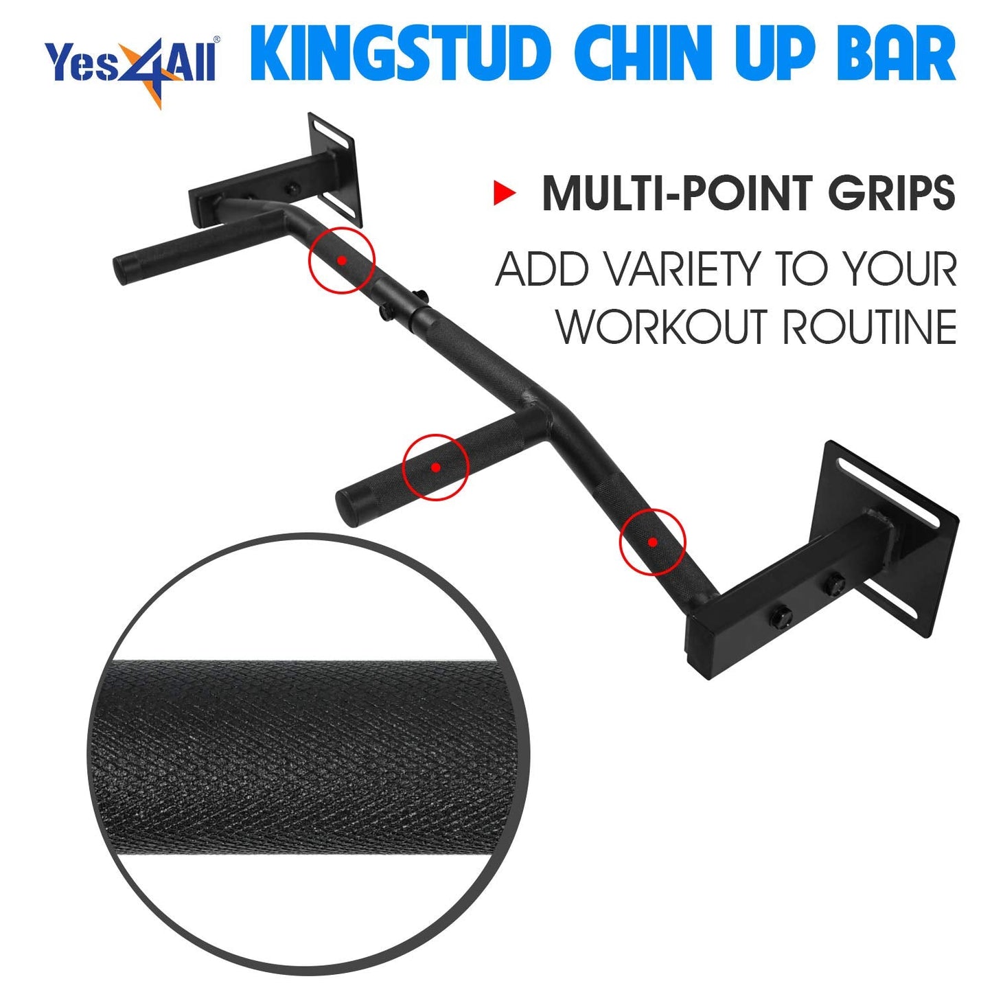 Yes4All Doorframe Pull-up Bar/Chin Up Bar - 36 inch Kingstud Doorway Pull-up Bar