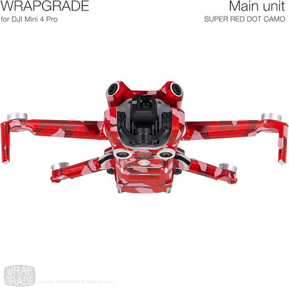WRAPGRADE Skin Stickers Compatible with DJI Mini 4 Pro | Full Wrap (Super Red Dot Camo)