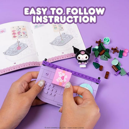 Hamee Sanrio Hello Kitty and Friends Holiday Collection Cute Building Blocks Figure Set – [Birthday Gift Party Favor Gift Basket Filler Stress Relief Collectible Sanrio Fan Relaxation] – Kuromi