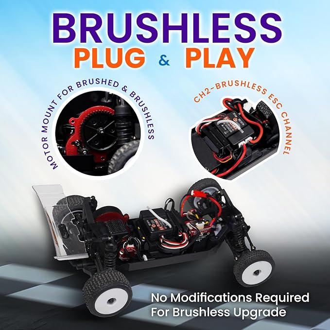HOBBYPLUS Speck B 1/24 2WD Mini RC Car - RTR RC Buggy Fast Mini Racing Buggy Brushless Ready with Oil-Filled Shocks – Fun Indoor Remote Control Car Racing Vehicles for Adults (Vintage Creme)