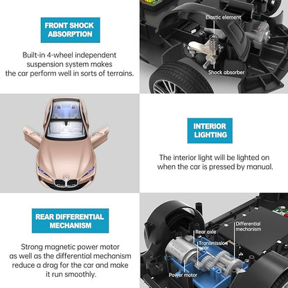 RASTAR BMW i4 Remote Control Car 1/14 BMW i4 Concept RC Toy Car Golden BMW Model Car Diecast for Kids Boys Adults