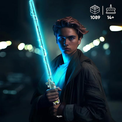 Mould King 10139 Lightsaber Building Set Light Saber with Stand Rechargeable LED Light Sword for Adult Birthday Thanksgiving Xmas Toys Gift Halloween Cosplay (1089 Pieces)