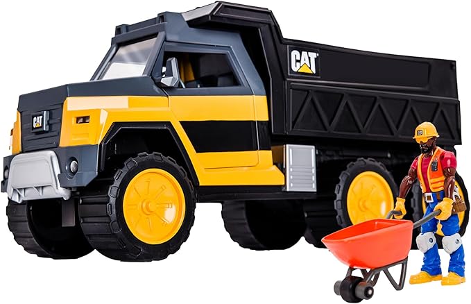 Cat Construction Workforce Hauler Action Set 18-Piece Kids Construction Toy Playset with Freewheeling Hauler Truck Lights &amp Action-Activated Sounds 4-Inch Figure Tools &amp Accessories Ages