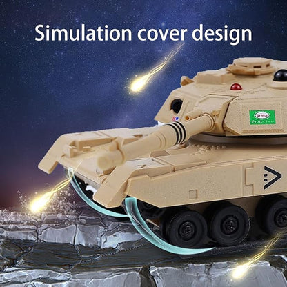 2.4GHz Mini RC Tank Toy with LED and Rotating Turret. The Ultimate Military Toy for Boys and Girls (Yellow)