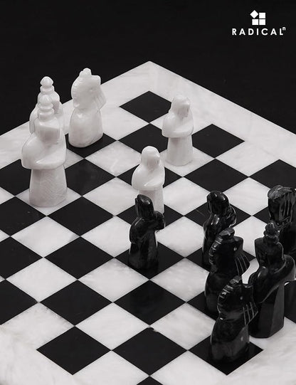 Radicaln Marble Chess Set 15 Inches with Storage Box White and Black Luxury Board Games for Adults Ideal Marble Antique Chess Board Game Set &amp Chess Pieces for Home Decor