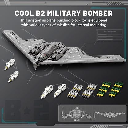 JMBricklayer Fighter Jet Building Set 60013 B2 Military Bomber Plane for Adults Aviation Airplane Model Collection or Home Decor Gifts for Adult Men and Military Fans