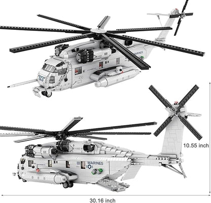 Military Helicopter Building Block Toy 1/35 Ch-53E Building Set Fighter Jet Airplane Toy Model for Teenagers and Adults(2192 Pieces)