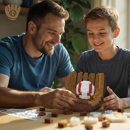 Baseball 3D Building Block Set - Ball and Gloves - Educational Toy - Perfect for Ages 14 15 16 Years and Above - Challenging Creative Fun and Skill-Building - 3D Instruction (1485 PCS)
