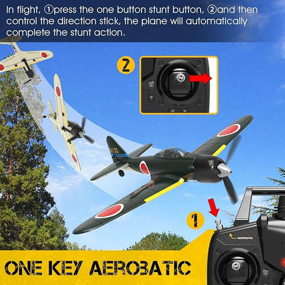 A6M Zero WW2 RC Airplane for Adults - 4CH Remote Control Warbird Fighter with 6-Axis Gyro Aerobatic Park Flyer Ready to Fly Gift for Teens 14+