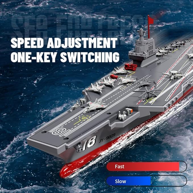 RC Boats for Kids 8-12 16-inch Warship Battleship Aircraft Carrier with 2 Rechargeable Batteries 15mph High Speed Remote Control Military Ship for Pool &amp Lake Exhibits Model Gift for Boys