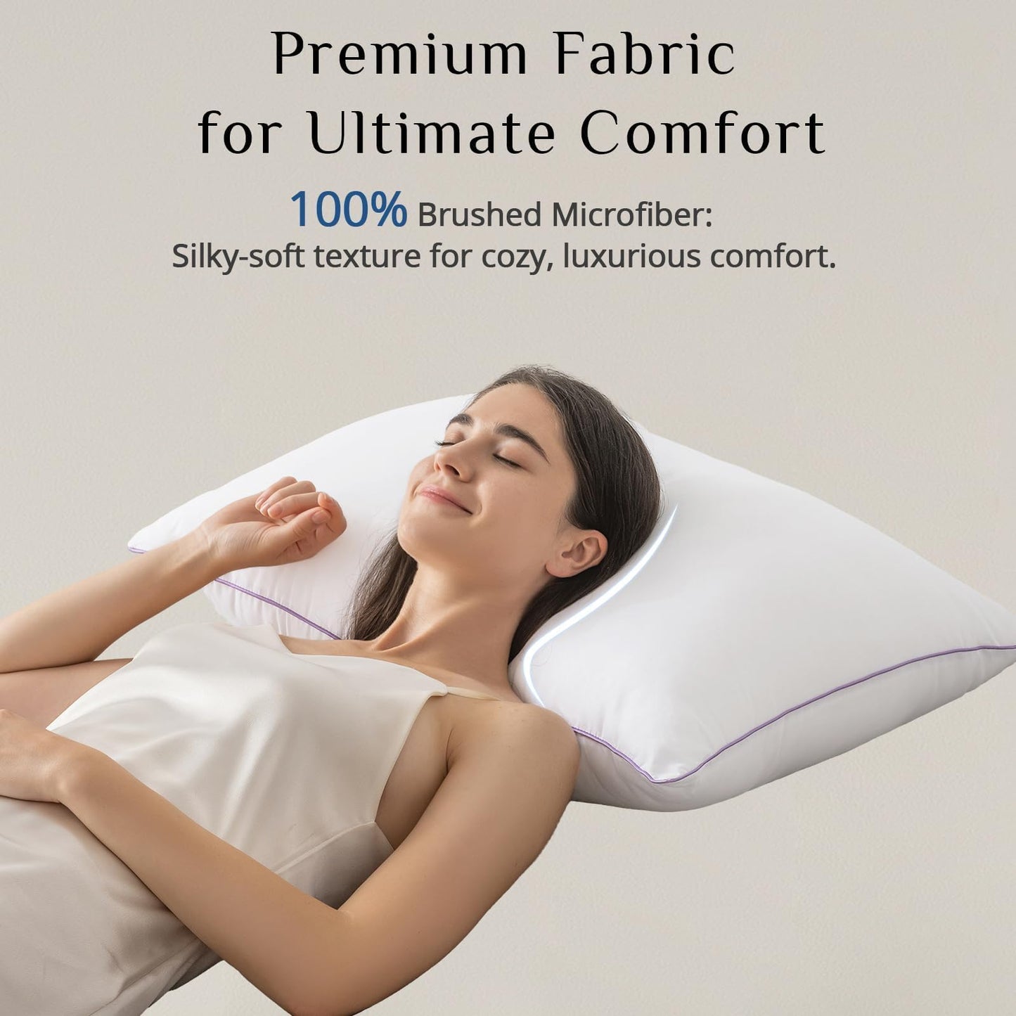 JOLLYVOGUE Pillows Standard Size Set of 1, Washable Supportive Bed Pillows with Super Soft Down Alternative Fill, Luxury Fluffy Hotel Quality for Side, Back, and Stomach Sleepers