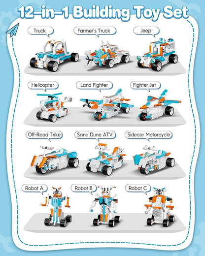 Robot Building Toys for Boys 12-in-1 STEM Projects for Kids Ages 8-12
