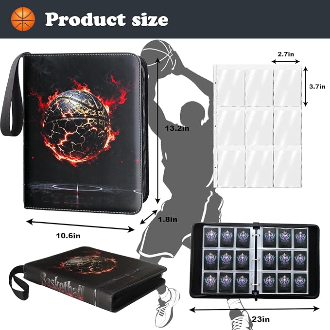 Basketball Card Binder 900 Pockets Trading Card Holder with Detachable Sleeves Portable Collector Album Sports Cards and Basketball Cards 2025-2026