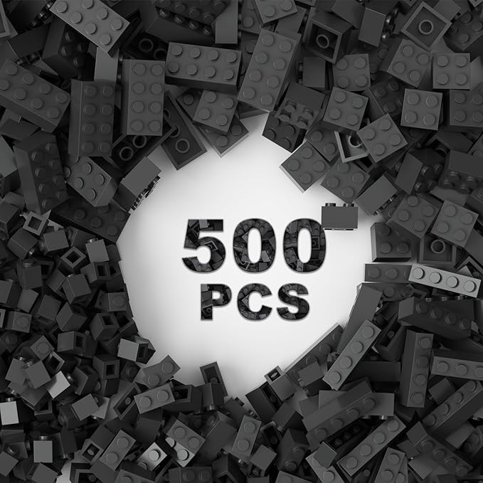 500 Piece Dark Gray Bricks Bulk Gray 2x4 Building Bricks Flat Compatible with Lego Parts and Pieces: 2x4 Dark Grey Bricks(Color: Dark Gray)