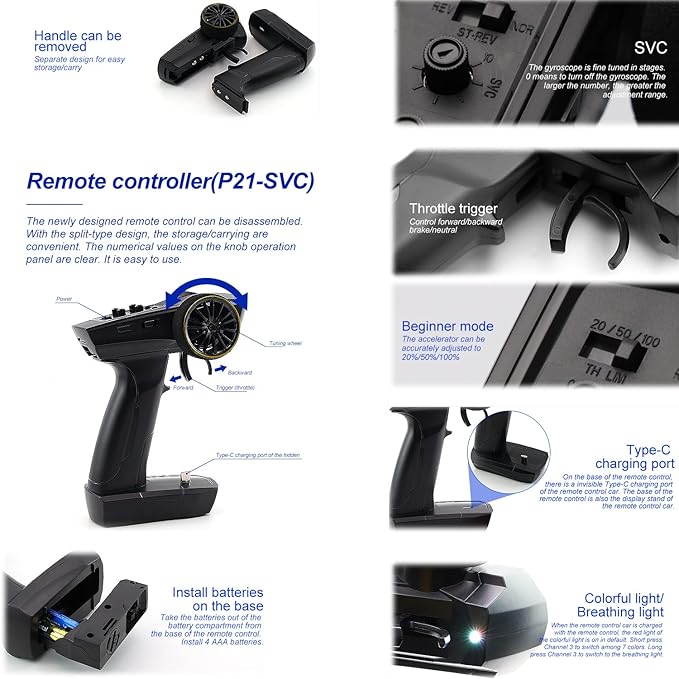 1:76 Turbo Racing Scale RC Sport Car Table Racing Remote Control Mini Model Car Full Proportional RTR Kit Toys (C64 Blue)