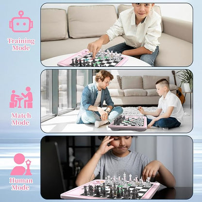 Electronic Chess Set Computer Chess Game Chess Set Board Game Electronic Chess Game LEDs Built-in Battery Great Partner for Play and Practice