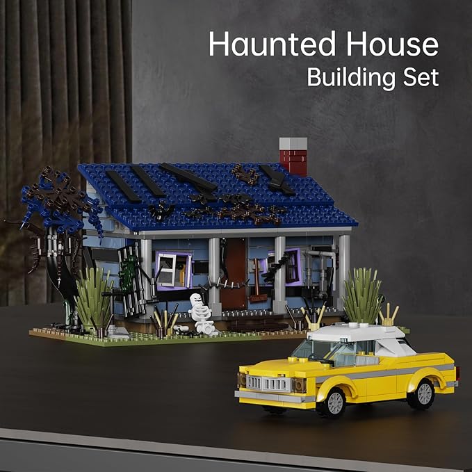 Evil House Building Set Deadly Darkness House Compatible with Lego Halloween Horror House with Movable Car Haunted House Toy Model Collectible Gift for Boys and Movie Fans (639 Pcs)