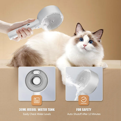 Cloud Care Cat Brush for Indoor Cat Steam Brush for Shedding Spritz Defur Comb for Cats Dogs Steam Brushes for Long Short Hair Cats Dogs Pet Steam Brushes for Massage Grooming Self-Cleaning