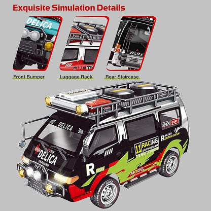 1/24 RC Crawler 4WD Delica RC Car W/ 2.4GHz Remote Mitsubishi RTR Offroad RC Truck for Adults Hobby Gifts Toys (Red)