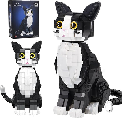 801PCS Tuxedo Cat Animal Mini Building Blocks Kit not Compatible with Lego Cats SizeIdeas DIY 3D Animals Craft Home Decor CollectionUnique Display Gift Toy for 6+ Kids and Adults