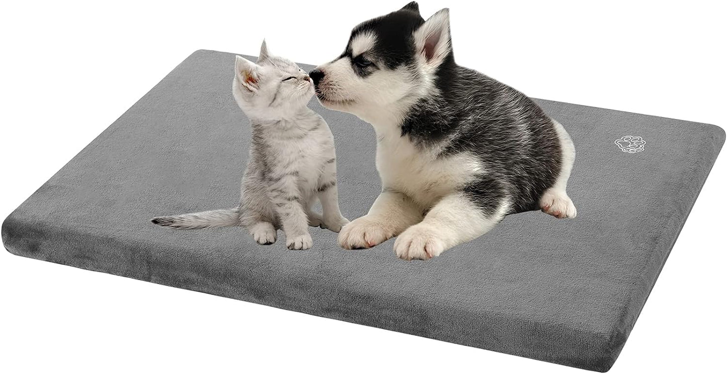 EMPSIGN Stylish Dog Bed Mat Dog Crate Pad Mattress Reversible (Cool and Warm), Water Proof Linings, Removable Machine Washable Cover, Firm Support Pet Crate Bed for Small to XX-Large Dogs, Grey