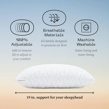 Coop Home Goods Original Toddler Adjustable Pillow, Soft, Breathable, Washable Mini Bed Pillow for Kids with Premium Memory Foam and Zippered Cover, CertiPUR-US/GREENGUARD Gold