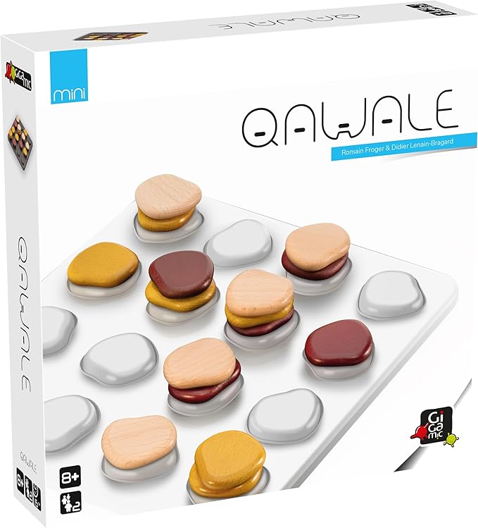 GIGAMIC Qawale Mini | Mensa Select | Travel-Friendly Wooden Abstract Strategy Board Game for Kids and Adults | Compact Stone Stacking Game | Learn in only 1 Minute | Ages 8+ | 2 Players | 15 Min