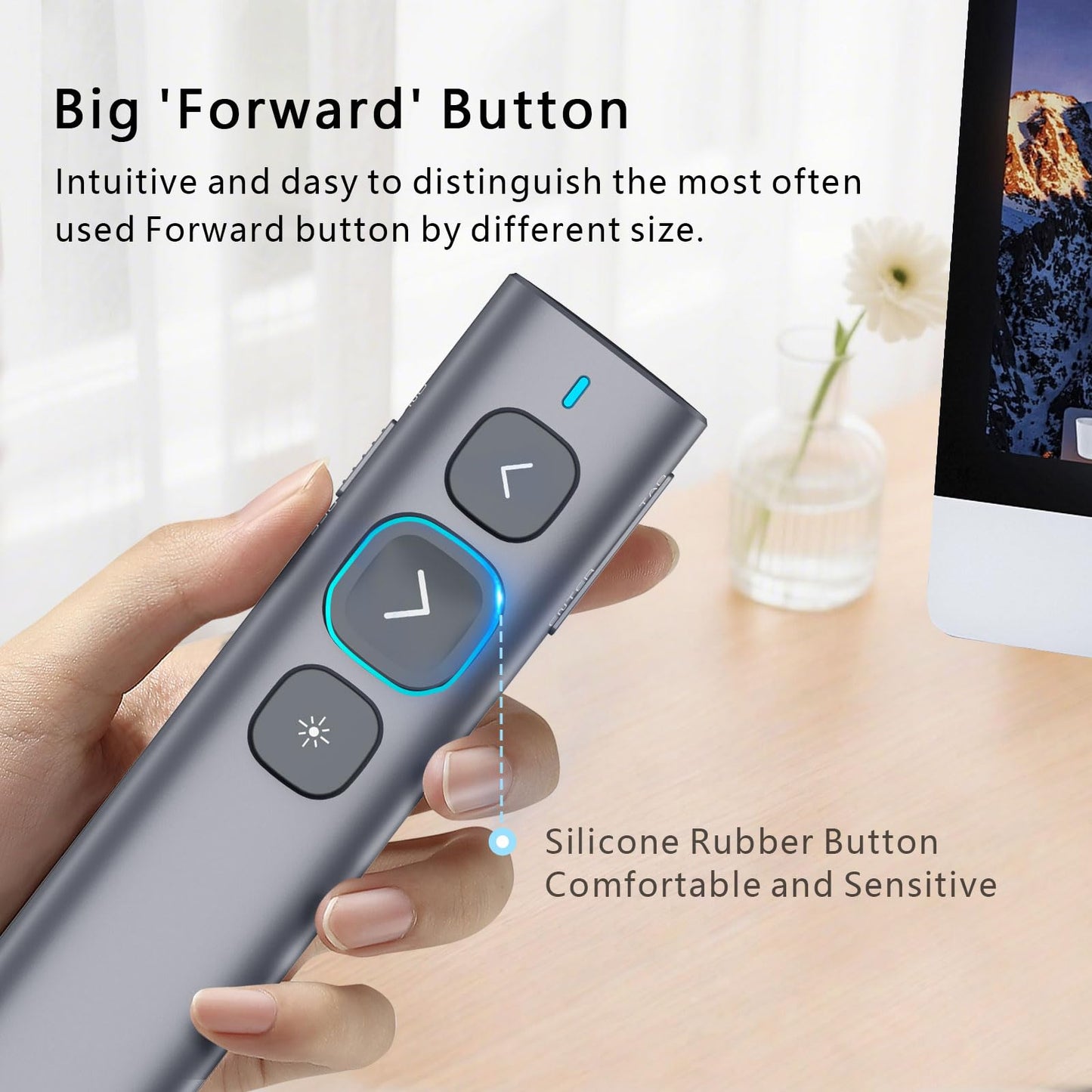 Norwii N95 Bluetooth Presentation Clicker with USB-A Receiver, PowerPoint Clicker for Presentation Remote, Rechargeable Wireless Presenter Pointer, Slide Clicker for PC/Laptop/e-Book(Green, BLE&USB-A)