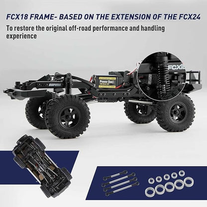 FCX18 FMS RC Crawler Toyota Cruiser 1/18 LC80 Offroad Trucks 4X4 RC Rock Crawler with Portal Axles LED Lights for Adults (Yellow)