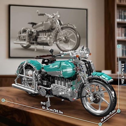 Mould King 23004 American Cruiser Motorcycle Building Set MOC Classic Motorbike Model Kit for Display Collectible Gift for Adult Teen(1971 Pcs)