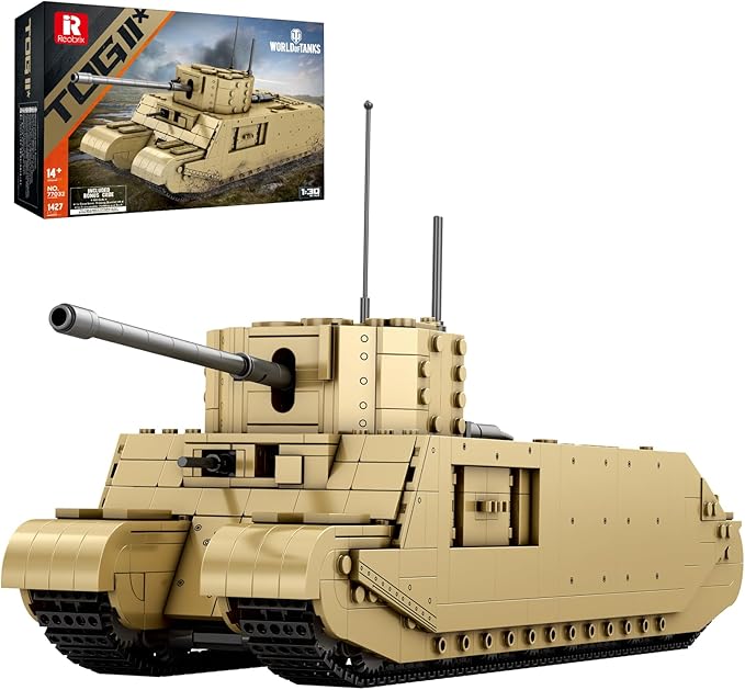 Reobrix TOG2 Tank Building Set WW2 Military British Armed Tanks Building Block Set for Military Fans 77032 World of Tanks Licensed Product MOC Tank Model Toy Gift for Adults and Teens（1427 PCS）
