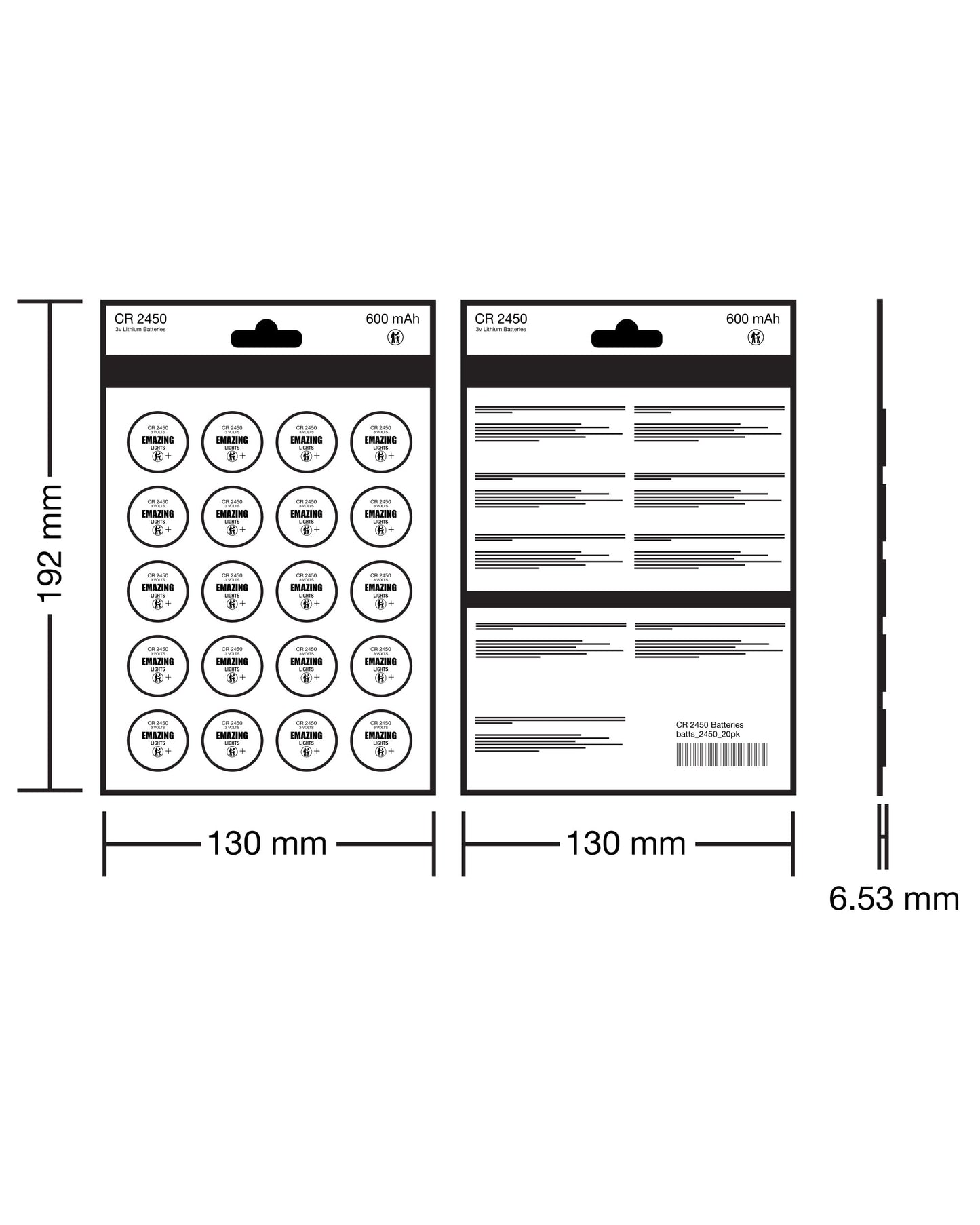 EmazingLights 60 Pack CR2450 Battery 3V Lithium Coin Cell Batteries Long Lasting Multipack for Keyless Remote FOB, Candles