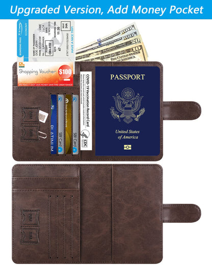 Passport Holder Cover Wallet RFID Blocking Leather Card Case Travel Accessories for Women Men (Z #Chocolate)