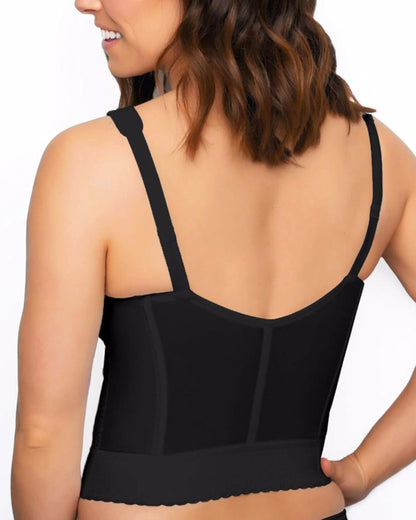 Exquisite Form womens Exquisite Form Fully Women's Front Close Longline Posture #5107530 Bra, Black, 46DD US