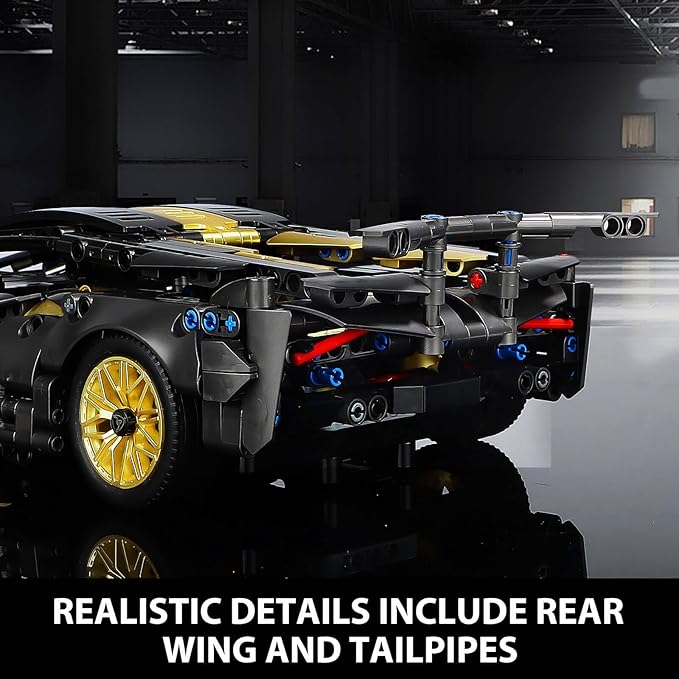 GEVINST Collectible Sports Race Cars Building Set Model Car Kits for Boys 8-12 and up Adults 1:14 Scale Black Gold Supercar Gifts (1309 PCS)