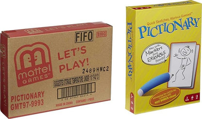 Mattel Games Pictionary Family Board Game for Kids Adults and Game Night for 2 Teams with Erasable Markers Boards and Sand Timer