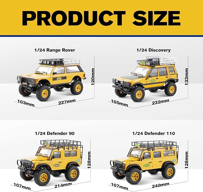 EAZYRC FMS 1/24 FCX24M RC Crawler RTR Land Rover Series with Licensed 1/24 RC Truck 4X4 Mini RC car with Lighting 2.4Ghz Remote ControlBattery (Defender110)