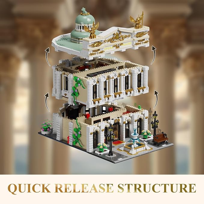 Paris Opera House Modular Building Sets for Adults European Theater Architecture with Light Kit &amp 8 Figures Collectible Club Building with Guitar for Music Lovers Gifts (4490 PCS)