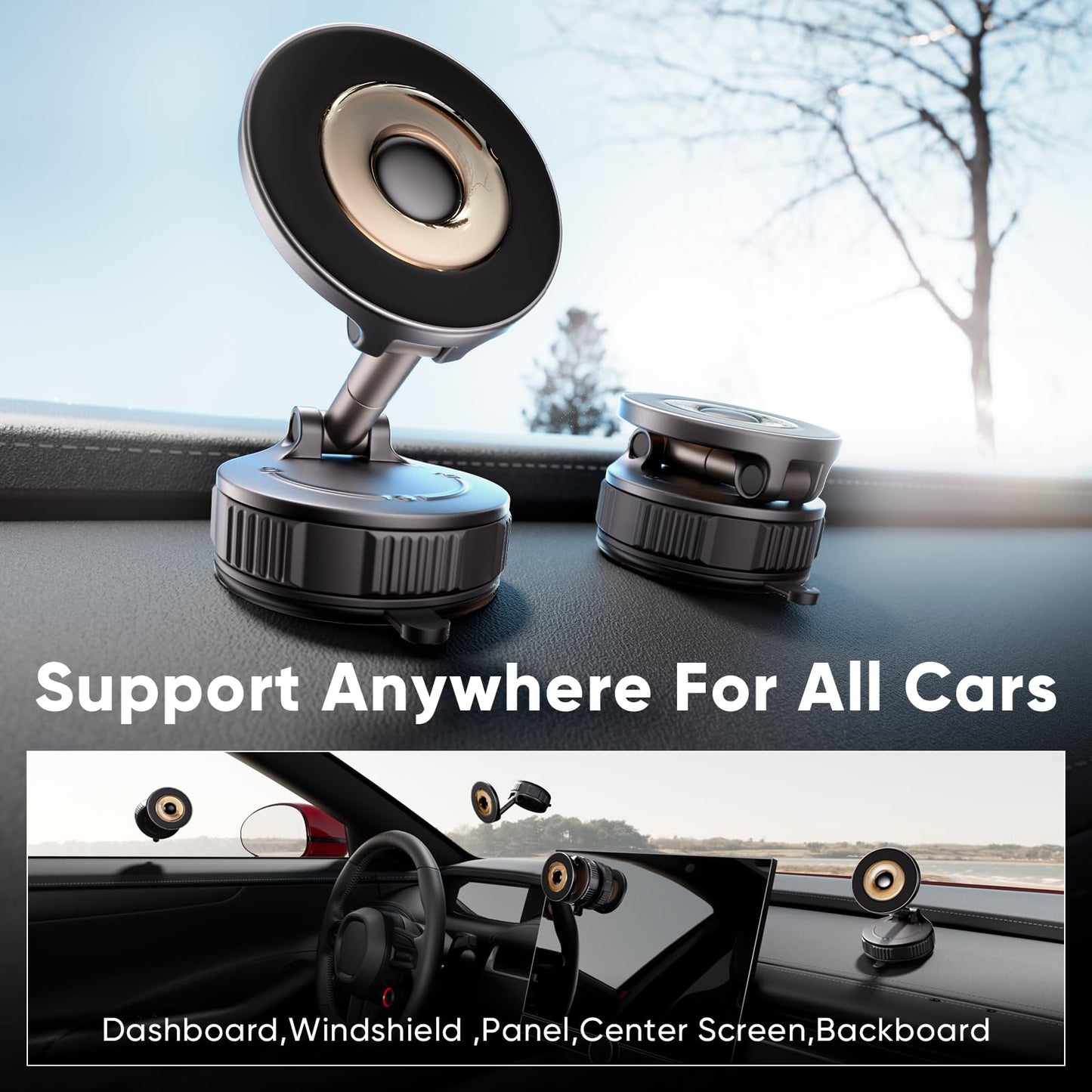 Magnetic Phone Holder for Car [120+ LB Strongest Suction & 2800gf Strongest Magnetic] 360° Adjustable Car Phone Holder for Magsafe Phone Holders for Your Car for iPhone 17 Pro Max 16 15 14 13 12 Plus