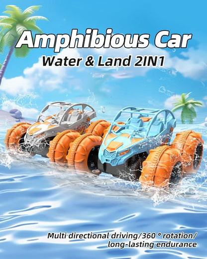 LM15-C Amphibious RC Car - Land &amp Water Remote Control Car 15km/h Speed 40min Runtime 2.4GHz Waterproof Off-Road Vehicle(White)