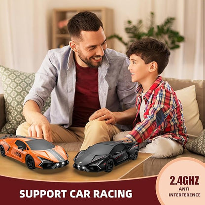 RC Drift Car Drifting RC Car 2.4GHz 1:16 Remote Control Cars 4WD High Speed Racing Vehicle with LED Lights Two Batteries and Drifting Tires Sport Toy Cars for Adults Boys Girls Kids Orange
