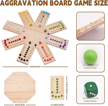Magnetic Marbles Board Game 2-8 Players Wooden Board Game Set with 32 Marbles &amp 16 Dice Portable Marble Game for Family and Friends Game Night Gatherings