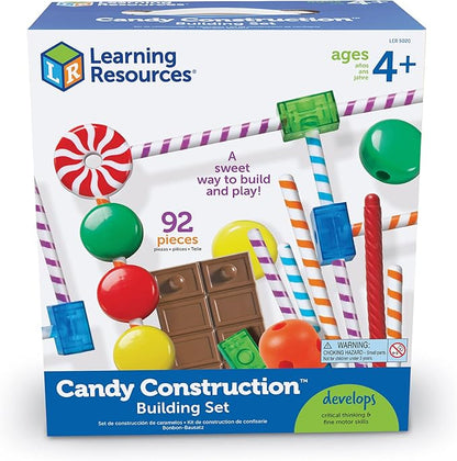 Learning Resources Candy Construction Building Set - 92 Pieces Ages 4+ Fine Motor Skills Toy Toddler Preschool STEM Gifts for Boys
