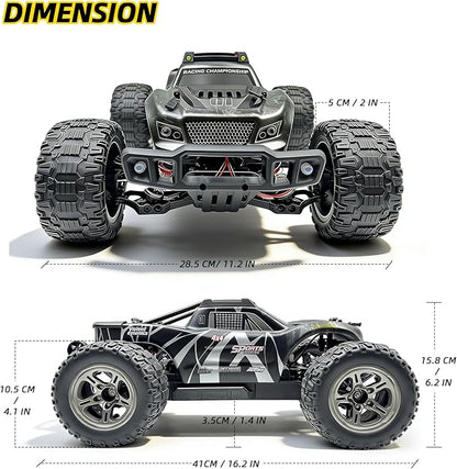 1/10 Remote Control Car 38km/h High Speed RC Car 4X4 Off-Road RC Truck IPX4 Waterproof Remote Control Truck Two 2000mAh Li-Po Batteries 2.4GHz RC Buggy for Teenagers and Adults