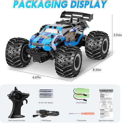Remote Control Car Remote Control Truck 2.4Ghz All Terrain Off-Road Monster Truck 20 KM/H Rc Cars with LED Bodylight and 2 Rechargeable Batteries Toys for Boys