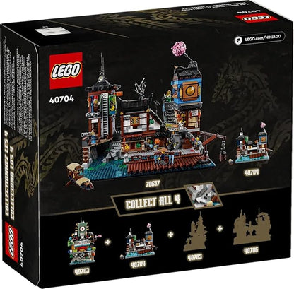 LEGO NINJAGO 40704 Micro Docks Building Set: Miniature Version of NINJAGO City Docks with Market Tearoom Arcade and Apartments (275 pcs)