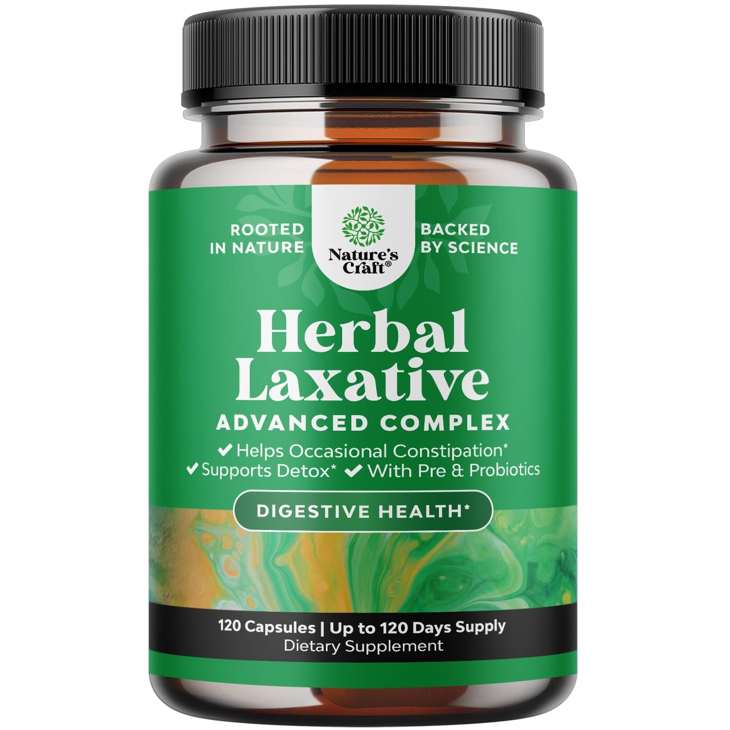 Herbal Laxative Capsules with Probiotics – Gentle Laxative for Women and Men with Senna Leaf Psyllium Husk and Cascara Sagrada - Senna Pills for Colon Cleanse and Detox Support (60 Servings)